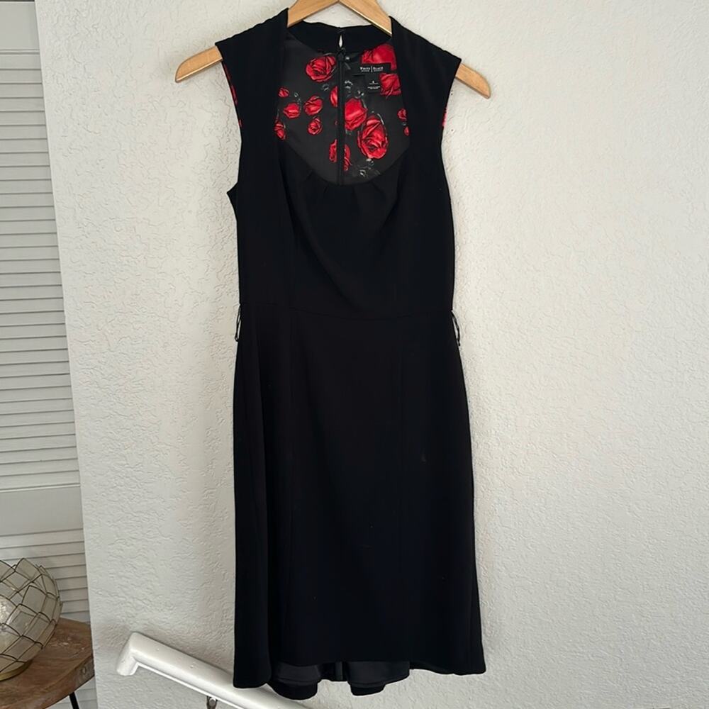 WHBM Black Dress Dark Red Roses Interior Office Siren Goth Vampire LBD Vixen